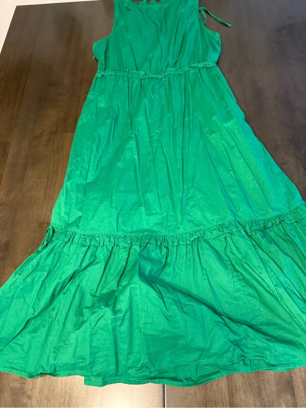J. Crew Bright Green Ruffle Tiered Maxi Dress